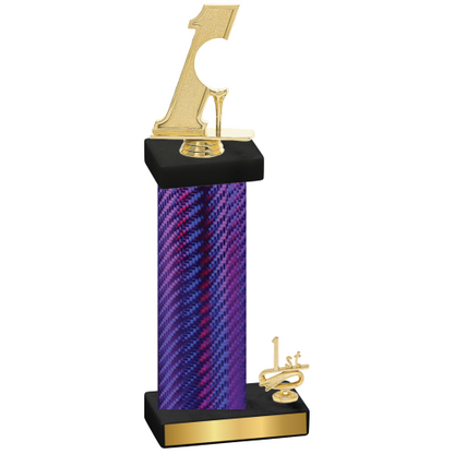 Accented Single Purple Carbon Fiber First Place Golf Trophy