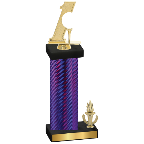 Accented Single Purple Carbon Fiber Victory Golf Trophy