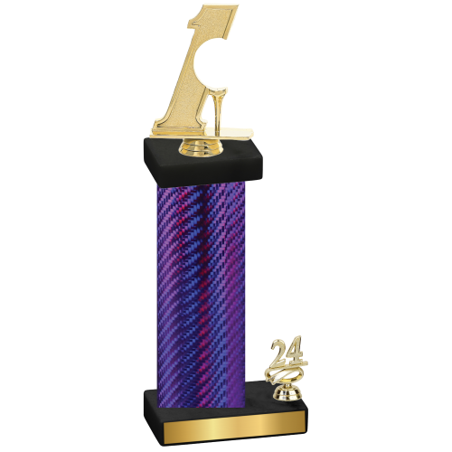 Accented Single Purple Carbon Fiber Year Golf Trophy