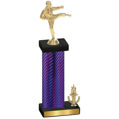 Accented Single Purple Carbon Fiber Victory Karate Trophy