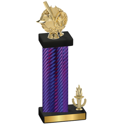 Accented Single Purple Carbon Fiber Victory Baseball Trophy