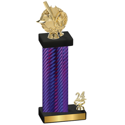 Accented Single Purple Carbon Fiber Year Baseball Trophy