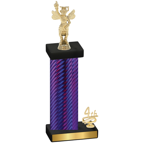 Accented Single Purple Carbon Fiber Fourth Place Academics Trophy