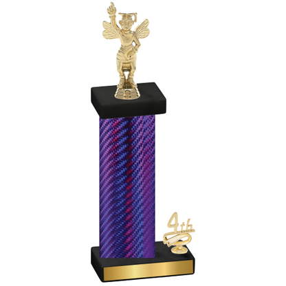Accented Single Purple Carbon Fiber Fourth Place Academics Trophy