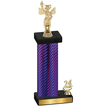 Accented Single Purple Carbon Fiber Year Academics Trophy