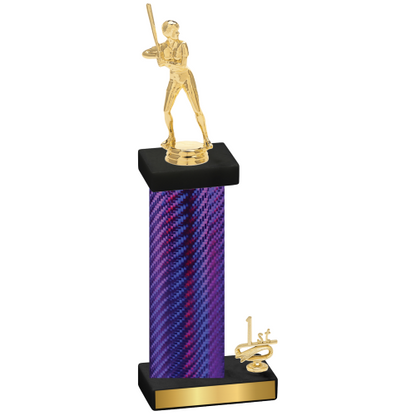 Accented Single Purple Carbon Fiber First Place Softball Trophy