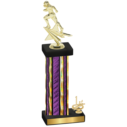 Accented Single Purple Glacier First Place Football Trophy