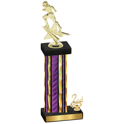 Accented Single Purple Glacier Second Place Football Trophy