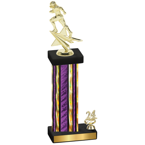 Accented Single Purple Glacier Year Football Trophy