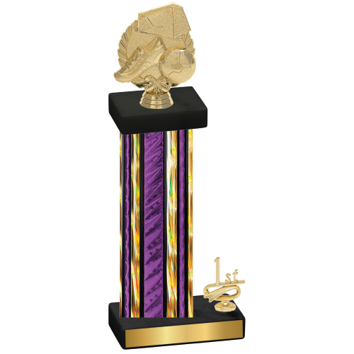 Accented Single Purple Glacier First Place Soccer Trophy