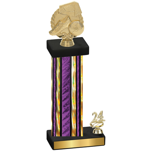 Accented Single Purple Glacier Year Soccer Trophy