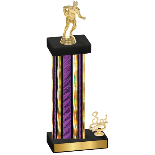 Accented Single Purple Glacier Third Place Rugby Trophy