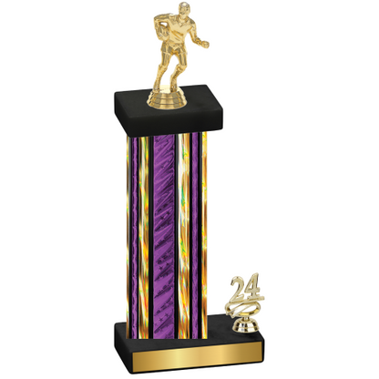 Accented Single Purple Glacier Year Rugby Trophy