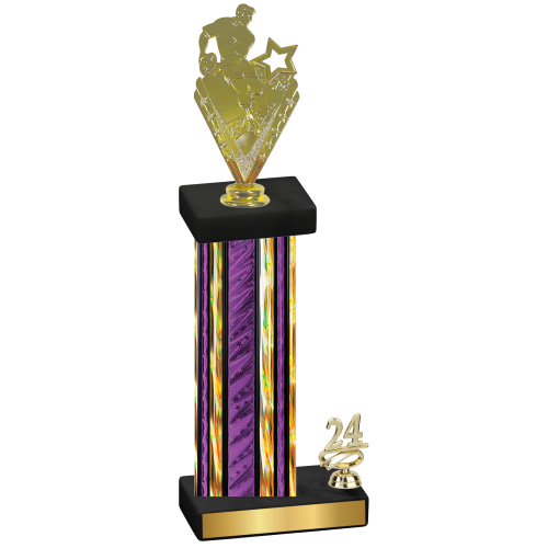 Accented Single Purple Glacier Year Rugby Trophy