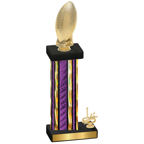 Accented Single Purple Glacier First Place Football Trophy