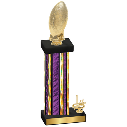 Accented Single Purple Glacier First Place Football Trophy