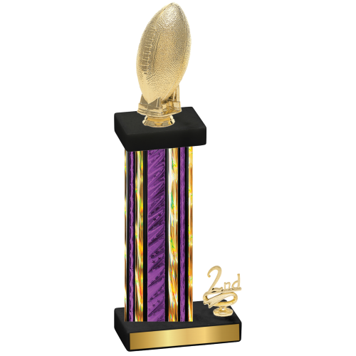 Accented Single Purple Glacier Second Place Football Trophy