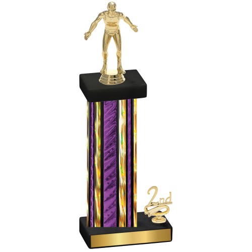 Accented Single Purple Glacier Second Place Wrestling Trophy