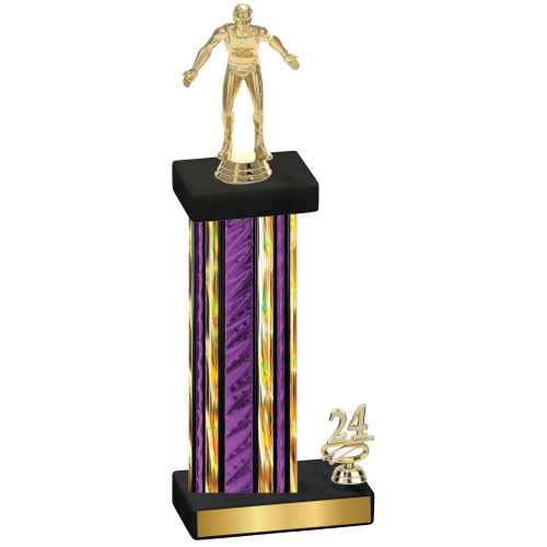 Accented Single Purple Glacier Year Wrestling Trophy