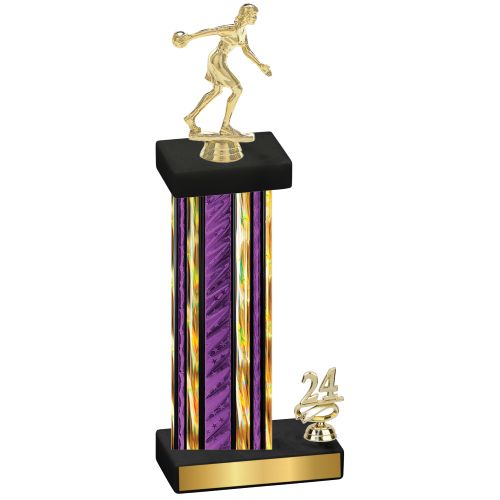 Accented Single Purple Glacier Year Bowling Trophy