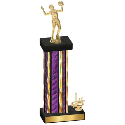 Accented Single Purple Glacier First Place Volleyball Trophy