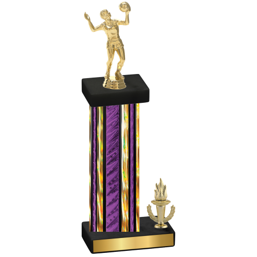 Accented Single Purple Glacier Victory Volleyball Trophy