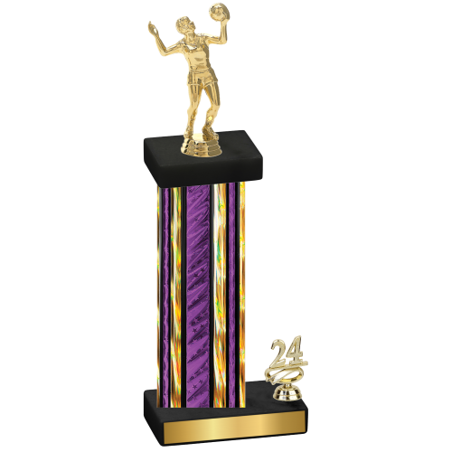 Accented Single Purple Glacier Year Volleyball Trophy