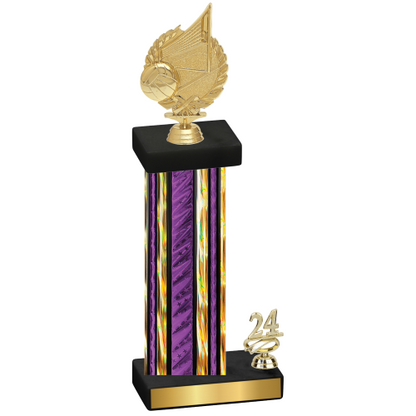 Accented Single Purple Glacier Year Volleyball Trophy