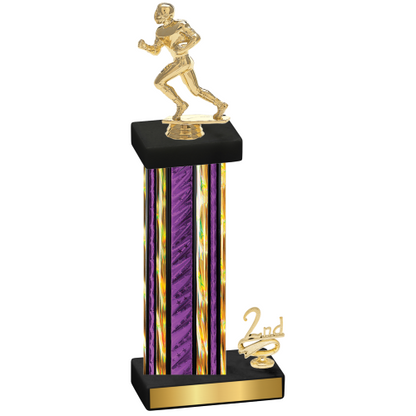 Accented Single Purple Glacier Second Place Football Trophy