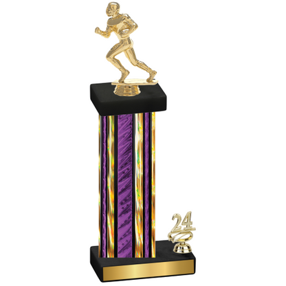 Accented Single Purple Glacier Year Football Trophy