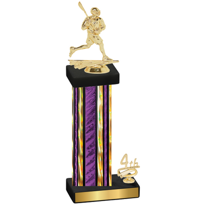 Accented Single Purple Glacier Fourth Place Lacrosse Trophy