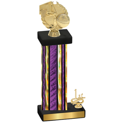 Accented Single Purple Glacier First Place Basketball Trophy