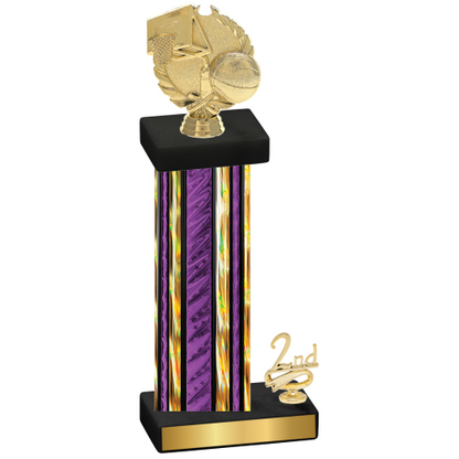 Accented Single Purple Glacier Second Place Basketball Trophy