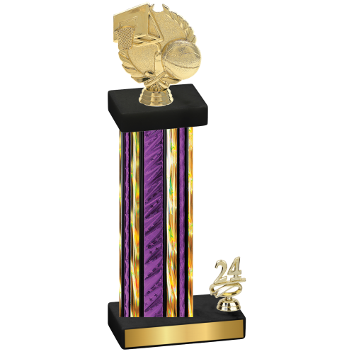 Accented Single Purple Glacier Year Basketball Trophy