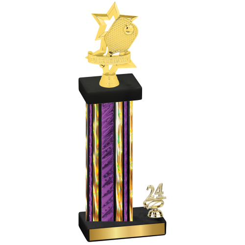 Accented Single Purple Glacier Year Pickleball Trophy