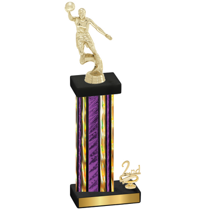 Accented Single Purple Glacier Second Place Basketball Trophy
