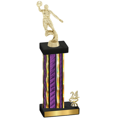 Accented Single Purple Glacier Year Basketball Trophy