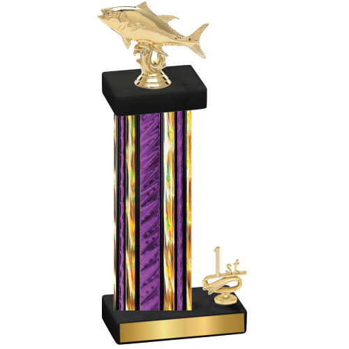 Accented Single Purple Glacier First Place Fishing Trophy