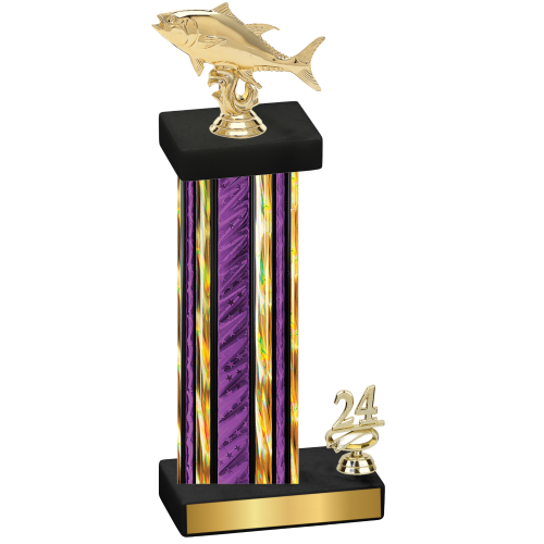 Accented Single Purple Glacier Year Fishing Trophy