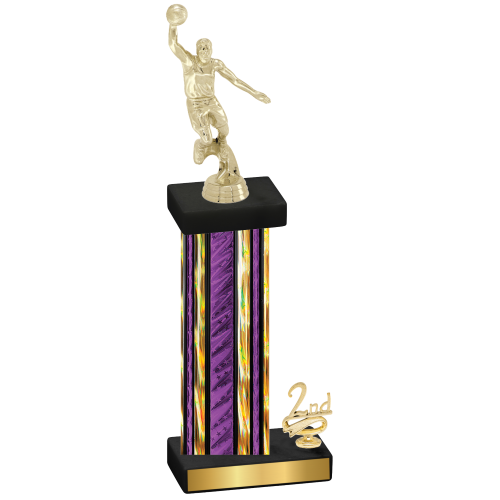 Accented Single Purple Glacier Second Place Basketball Trophy