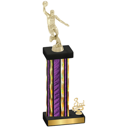 Accented Single Purple Glacier Third Place Basketball Trophy