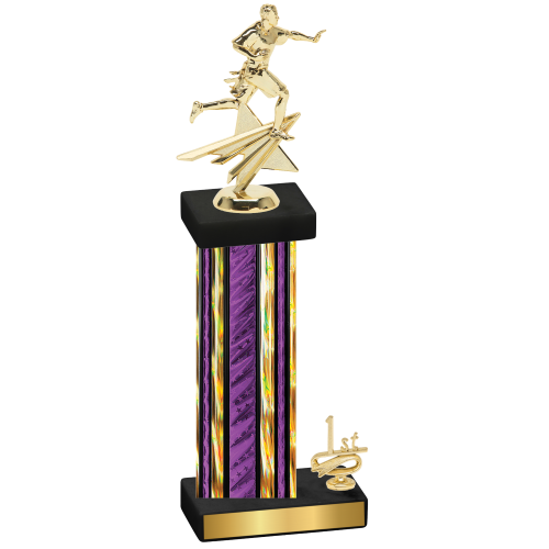 Accented Single Purple Glacier First Place Flag Football Trophy