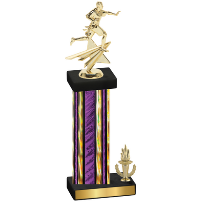 Accented Single Purple Glacier Victory Flag Football Trophy