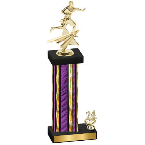 Accented Single Purple Glacier Year Flag Football Trophy