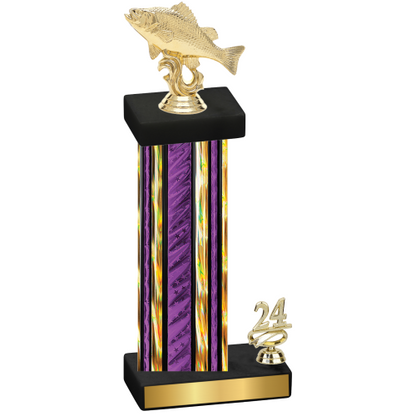 Accented Single Purple Glacier Year Fishing Trophy