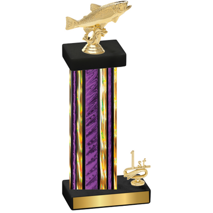 Accented Single Purple Glacier First Place Fishing Trophy