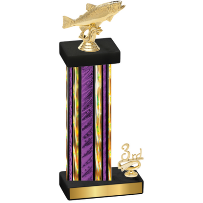 Accented Single Purple Glacier Third Place Fishing Trophy