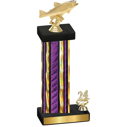 Accented Single Purple Glacier Year Fishing Trophy