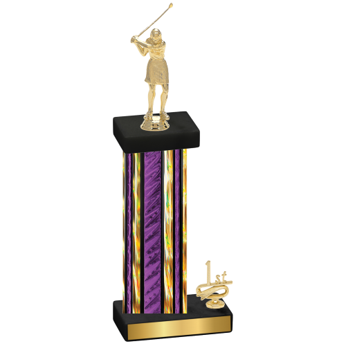 Accented Single Purple Glacier First Place Golf Trophy