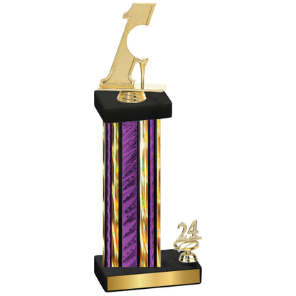 Accented Single Purple Glacier Year Golf Trophy